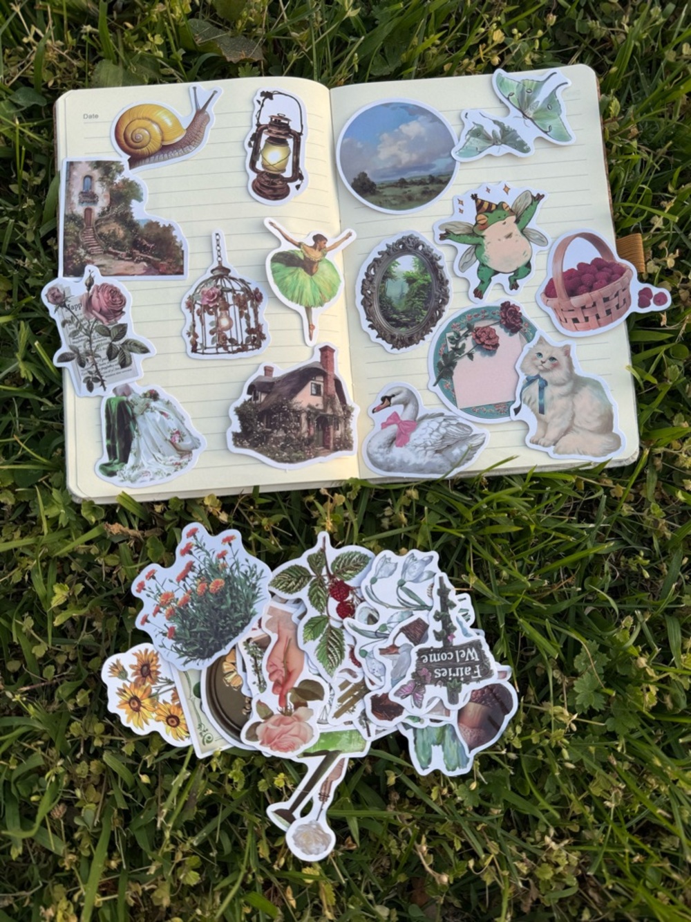 Decorative Vintage Animal & Nature Sticker Pack - Green Accents